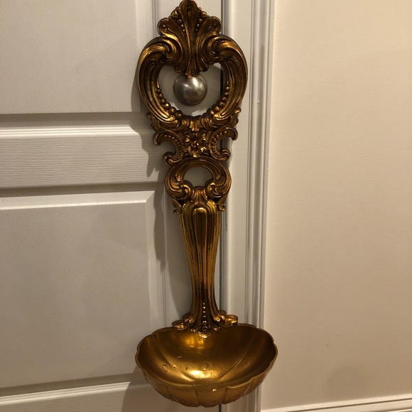 Vintagew Syroco Large Ladle Spoon Planter antique gold 1972